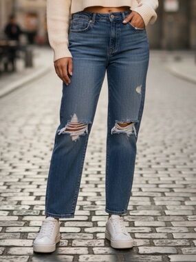 🫶🏻 Rewash High-Rise Distressed Straight-Leg Jeans 5/27